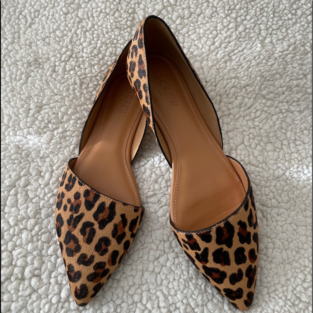 J Crew Leopard D’Orsay Flats